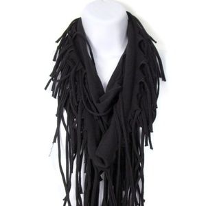 Black Cotton Fringed Infinity Scarves Fringe Scarf